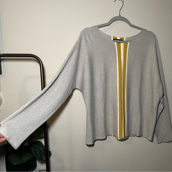 INC International Concepts Tan Sweater Yellow Stripe Size Large - Picture 9 of 16
